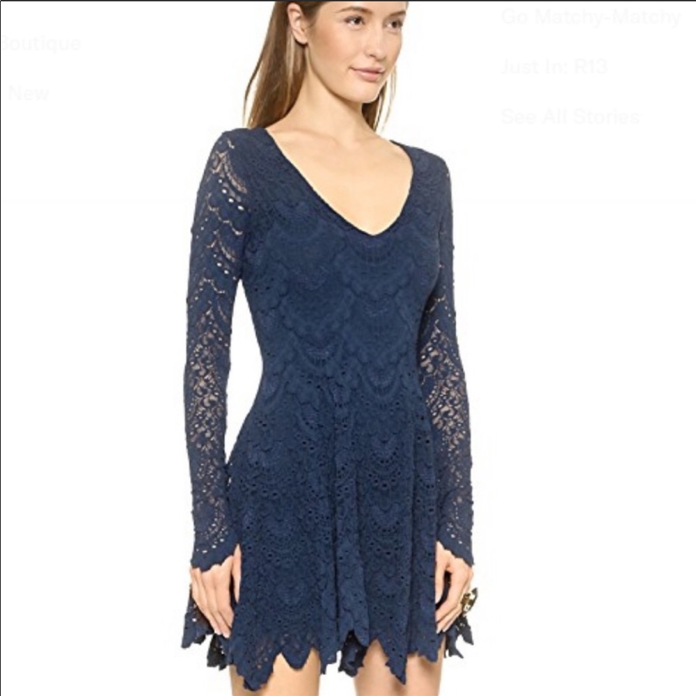 Nightcap Spanish lace dress navy blue